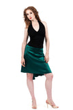 the signature skirt in scarab green silk