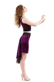 the signature skirt in silk berry and burnout velvet - Poema Tango Clothes: handmade luxury clothing for Argentine tango