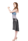 the signature skirt in silver seal sequins - Poema Tango Clothes: handmade luxury clothing for Argentine tango