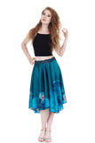 turquoise & azure petals silk skirt - Poema Tango Clothes: handmade luxury clothing for Argentine tango
