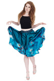 turquoise & azure petals silk skirt - Poema Tango Clothes: handmade luxury clothing for Argentine tango