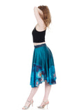 turquoise & azure petals silk skirt - Poema Tango Clothes: handmade luxury clothing for Argentine tango