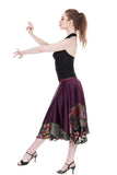 wine silk & peacock burnout velvet circle skirt - Poema Tango Clothes: handmade luxury clothing for Argentine tango